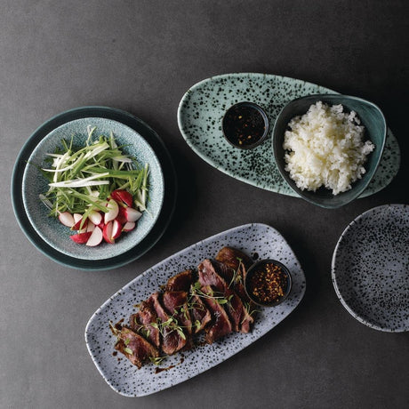 Churchill Mineral Oval Chef Plates Green 173 x 347mm (Pack of 6) - FA507 Plates Churchill