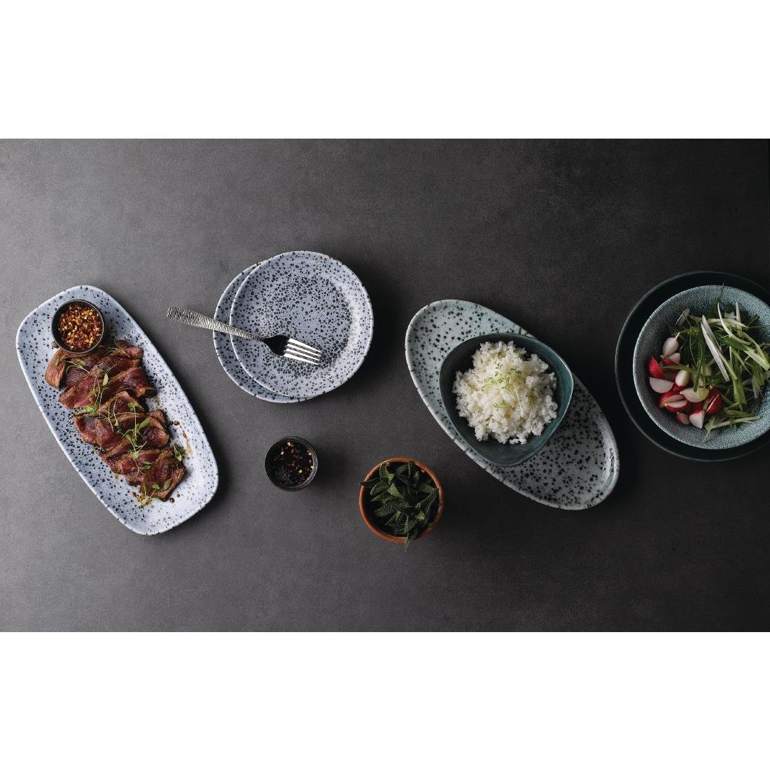 Churchill Mineral Oval Chef Plates Green 173 x 347mm (Pack of 6) - FA507 Plates Churchill
