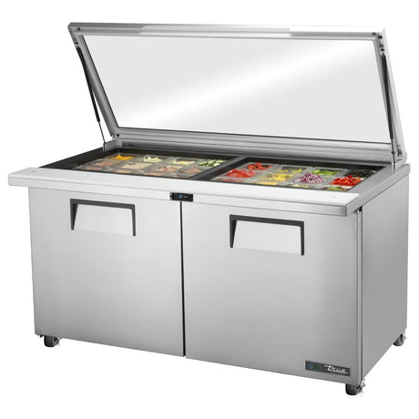 True Glass Lid Prep Counter Fridge TSSU-60-24M-B-ST-FGLID - FB013  True   