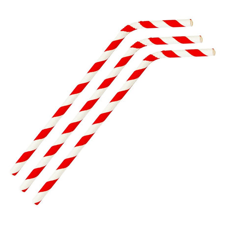 Fiesta Compostable Bendy Paper Straws Red Stripes (Pack of 250) - FB142  Fiesta   