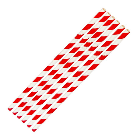 Fiesta Compostable Bendy Paper Straws Red Stripes (Pack of 250) - FB142  Fiesta   