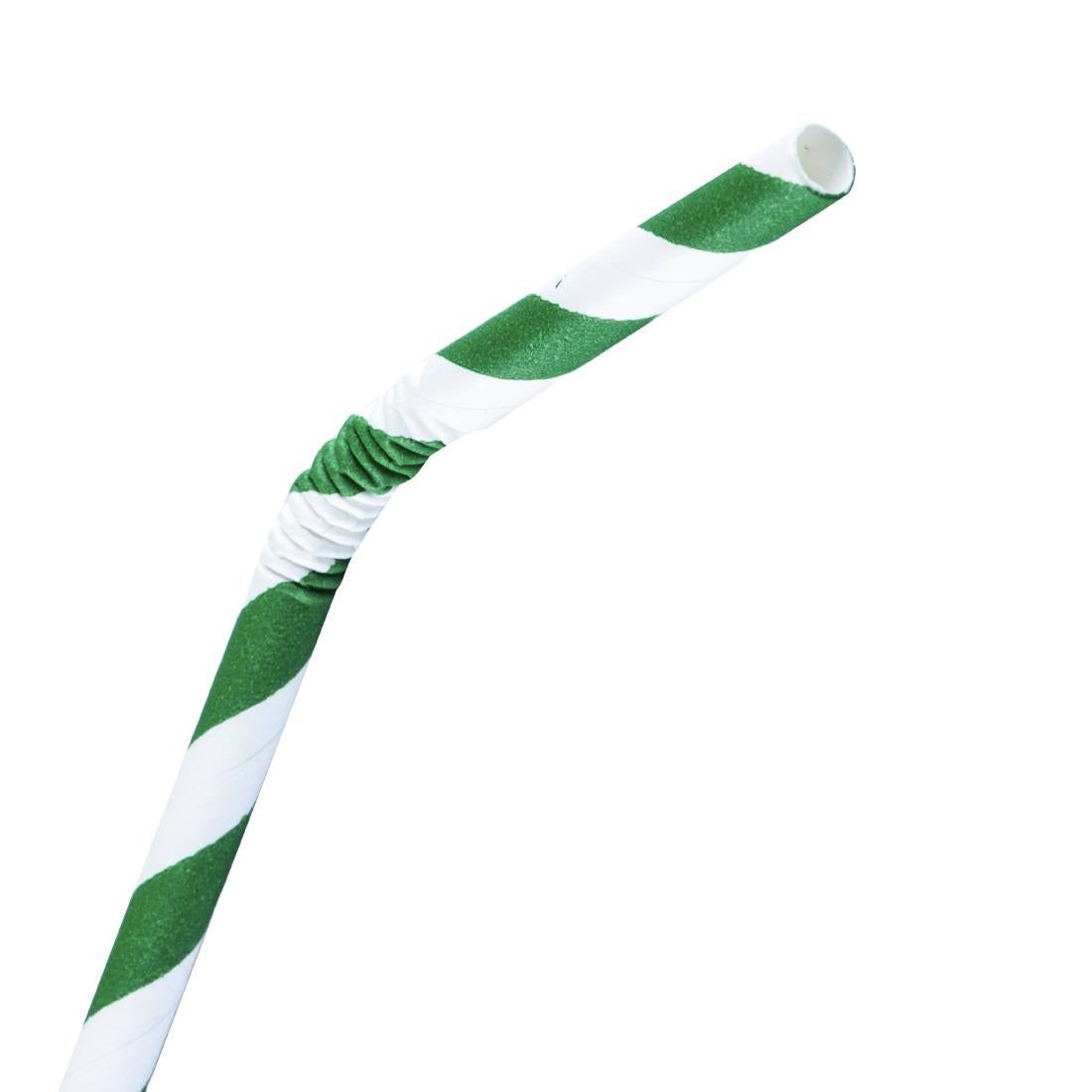 Fiesta Compostable Bendy Paper Straws Green Stripes (Pack of 250) - FB143  Fiesta   