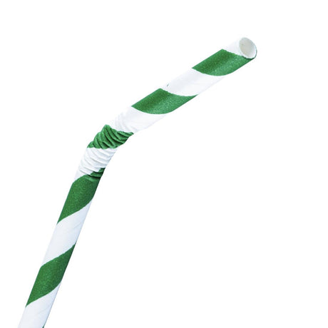 Fiesta Compostable Bendy Paper Straws Green Stripes (Pack of 250) - FB143  Fiesta   