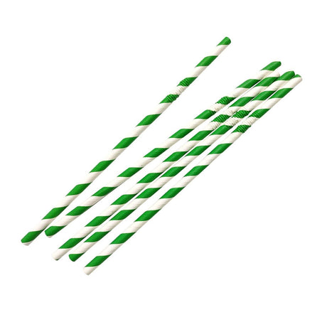 Fiesta Compostable Bendy Paper Straws Green Stripes (Pack of 250) - FB143  Fiesta   