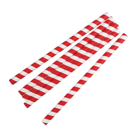 Fiesta Compostable Paper Smoothie Straws Red Stripes (Pack of 250) - FB147  Fiesta   