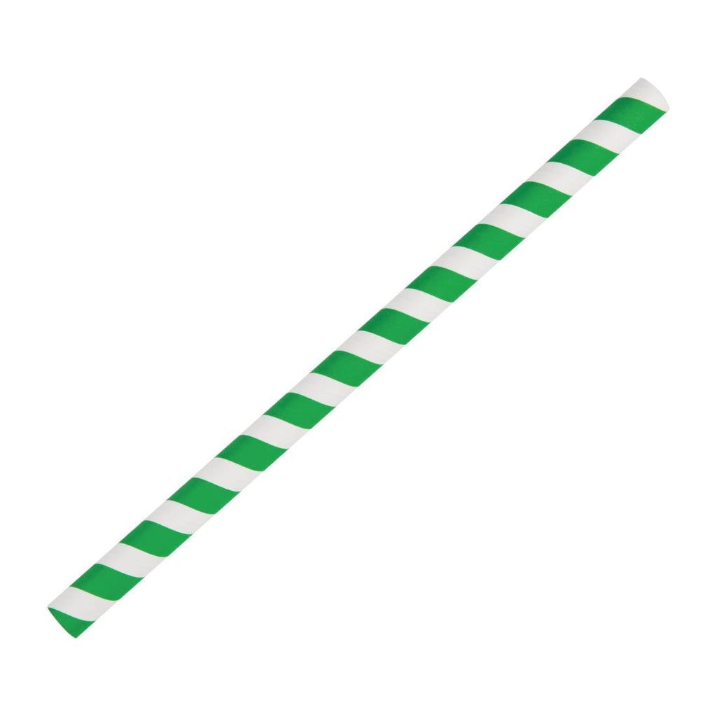 Fiesta Compostable Paper Smoothie Straws Green Stripes (Pack of 250) - FB148  Fiesta   