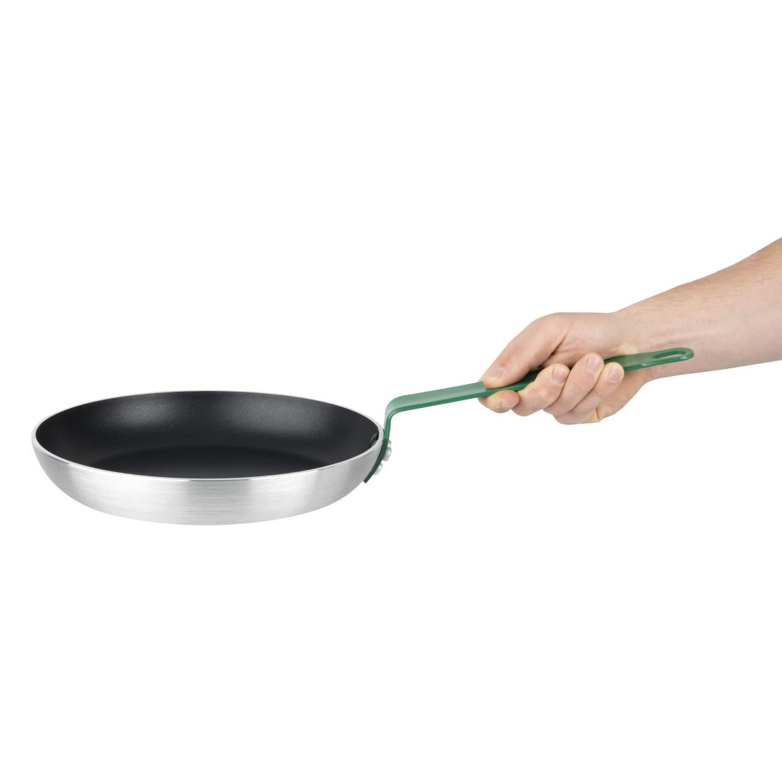 Hygiplas Aluminium Non-Stick Teflon Platinum Plus Frying Pan with Green Handle 28cm - FB472  Hygiplas   