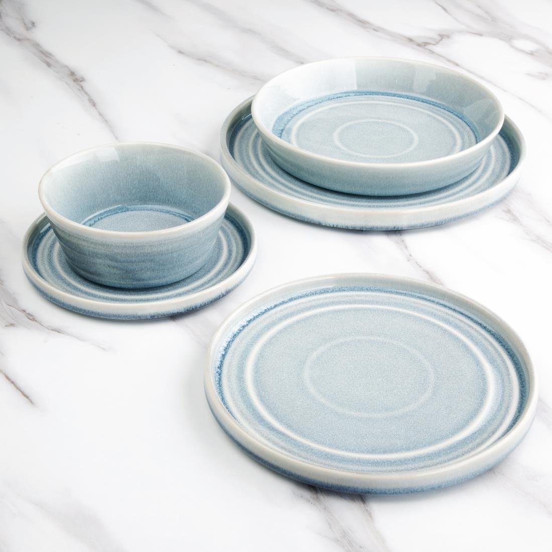 Olympia Cavolo Flat Round Plates Ice Blue 180mm (Pack of 6) - FB567 Plates Olympia