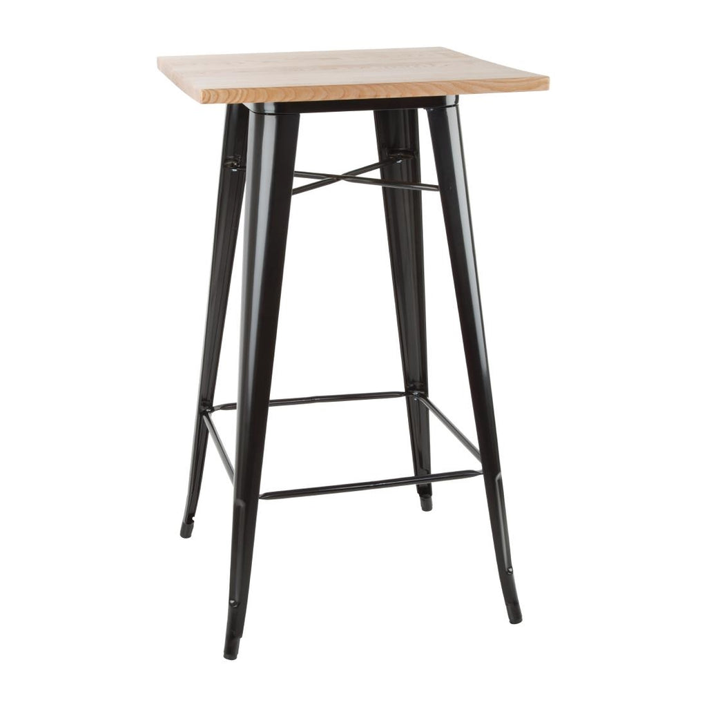 Bolero Bistro Bar Table with Wooden Top Black - FB595 Steel Tables Bolero   