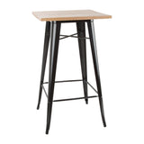 Bolero Bistro Bar Table with Wooden Top Black - FB595 Steel Tables Bolero   