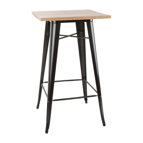 Bolero Bistro Bar Table with Wooden Top Black - FB595 Steel Tables Bolero   