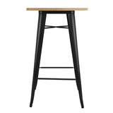 Bolero Bistro Bar Table with Wooden Top Black - FB595 Steel Tables Bolero   