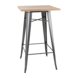 Bolero Bistro Bar Table with Wooden Top Gun Metal - FB596 Steel Tables Bolero   