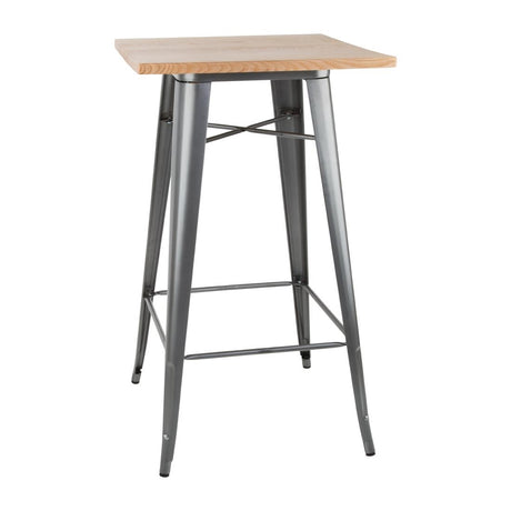 Bolero Bistro Bar Table with Wooden Top Gun Metal - FB596 Steel Tables Bolero   