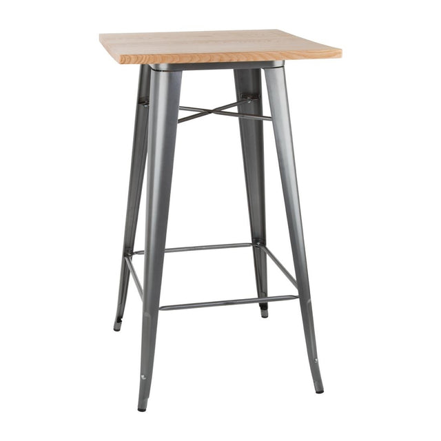 Bolero Bistro Bar Table with Wooden Top Gun Metal - FB596 Steel Tables Bolero   