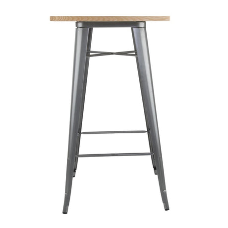 Bolero Bistro Bar Table with Wooden Top Gun Metal - FB596 Steel Tables Bolero   