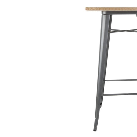 Bolero Bistro Bar Table with Wooden Top Gun Metal - FB596 Steel Tables Bolero   