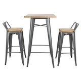 Bolero Bistro Bar Table with Wooden Top Gun Metal - FB596 Steel Tables Bolero   