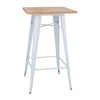 Bolero Bistro Bar Table with Wooden Top White (Single) - FB597 Steel Tables Bolero   