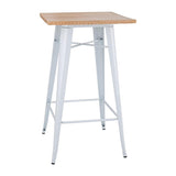 Bolero Bistro Bar Table with Wooden Top White (Single) - FB597 Steel Tables Bolero   