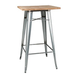Bolero Bistro Bar Table with Wooden Top Galvanised Steel (Single) - FB599 Steel Tables Bolero   
