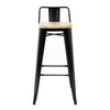 Bolero Bistro Backrest High Stools with Wooden Seat Pad Black (Pack of 4) - FB623 Metal Bar Stools Bolero   