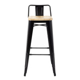Bolero Bistro Backrest High Stools with Wooden Seat Pad Black (Pack of 4) - FB623 Metal Bar Stools Bolero   
