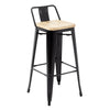 Bolero Bistro Backrest High Stools with Wooden Seat Pad Black (Pack of 4) - FB623 Metal Bar Stools Bolero   