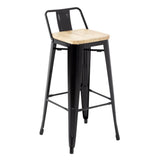 Bolero Bistro Backrest High Stools with Wooden Seat Pad Black (Pack of 4) - FB623 Metal Bar Stools Bolero   