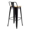 Bolero Bistro Backrest High Stools with Wooden Seat Pad Black (Pack of 4) - FB623 Metal Bar Stools Bolero   