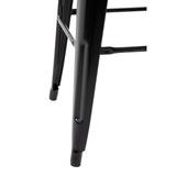 Bolero Bistro Backrest High Stools with Wooden Seat Pad Black (Pack of 4) - FB623 Metal Bar Stools Bolero   