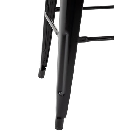 Bolero Bistro Backrest High Stools with Wooden Seat Pad Black (Pack of 4) - FB623 Metal Bar Stools Bolero   