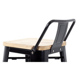 Bolero Bistro Backrest High Stools with Wooden Seat Pad Black (Pack of 4) - FB623 Metal Bar Stools Bolero   