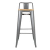 Bolero Bistro Backrest High Stools with Wooden Seat Pad Gun Metal (Pack of 4) - FB624 Metal Bar Stools Bolero   