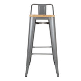 Bolero Bistro Backrest High Stools with Wooden Seat Pad Gun Metal (Pack of 4) - FB624 Metal Bar Stools Bolero   