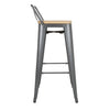 Bolero Bistro Backrest High Stools with Wooden Seat Pad Gun Metal (Pack of 4) - FB624 Metal Bar Stools Bolero   
