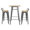 Bolero Bistro Backrest High Stools with Wooden Seat Pad Gun Metal (Pack of 4) - FB624 Metal Bar Stools Bolero   