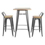 Bolero Bistro Backrest High Stools with Wooden Seat Pad Gun Metal (Pack of 4) - FB624 Metal Bar Stools Bolero   