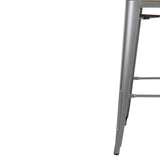 Bolero Bistro Backrest High Stools with Wooden Seat Pad Gun Metal (Pack of 4) - FB624 Metal Bar Stools Bolero   