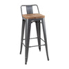 Bolero Bistro Backrest High Stools with Wooden Seat Pad Gun Metal (Pack of 4) - FB624 Metal Bar Stools Bolero   