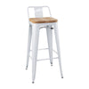Bolero Bistro Backrest High Stools with Wooden Seat Pad White (Pack of 4) - FB625 Metal Bar Stools Bolero   
