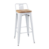 Bolero Bistro Backrest High Stools with Wooden Seat Pad White (Pack of 4) - FB625 Metal Bar Stools Bolero   