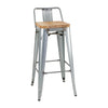 Bolero Bistro Backrest High Stools with Wooden Seat Pad Galvanised Steel (Pack of 4) - FB627 Metal Bar Stools Bolero   