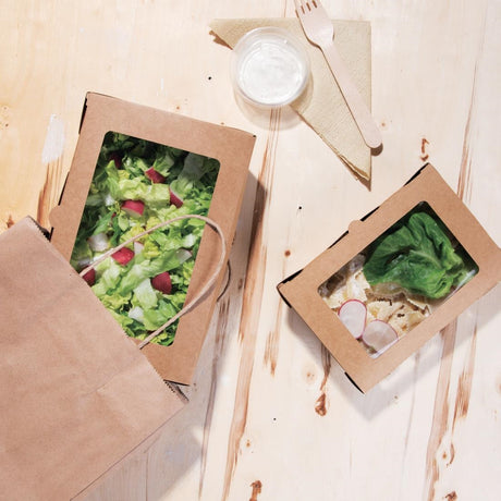 Fiesta Compostable Salad Boxes with PLA Windows 700ml (Pack of 200) - FB676  Fiesta   