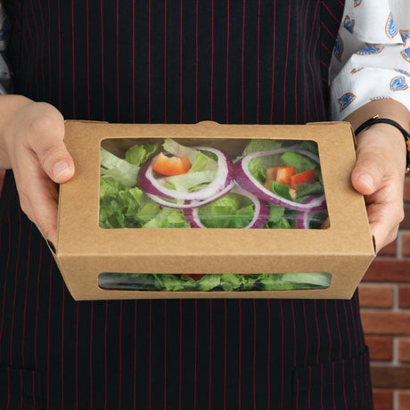 Fiesta Compostable Salad Boxes with PLA Windows 1200ml (Pack of 200) - FB677  Fiesta   