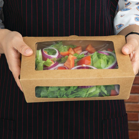 Fiesta Compostable Salad Boxes with PLA Windows 1600ml (Pack of 200) - FB678  Fiesta   