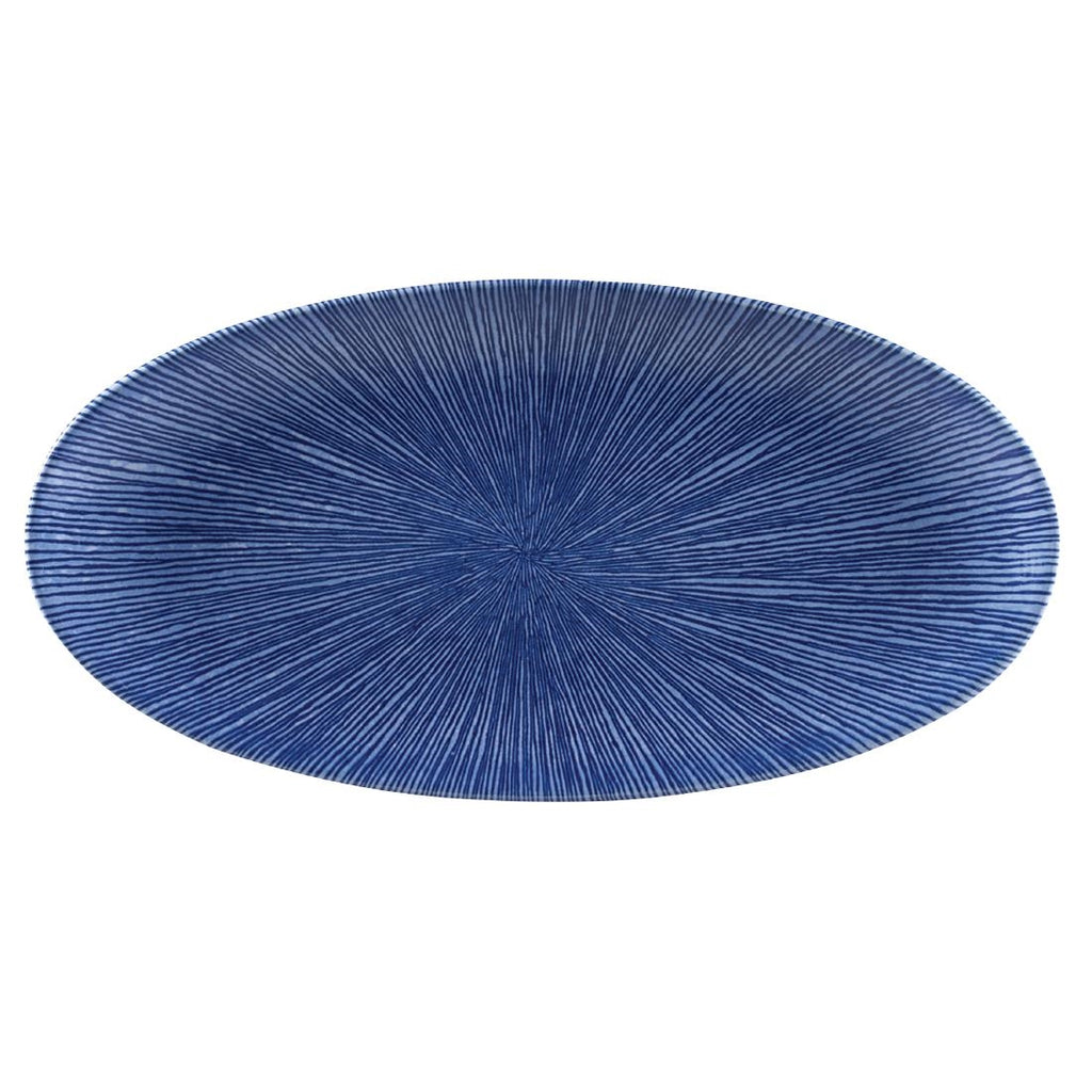 Churchill Studio Prints Agano Oval Chefs Plates Blue 347 x 173mm (Pack of 6) - FC112 Plates Churchill