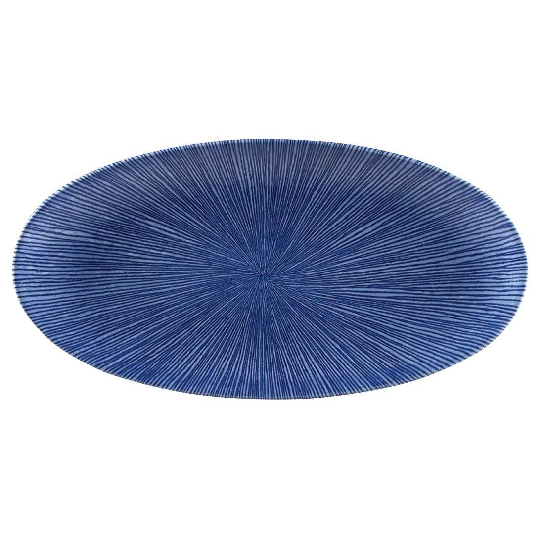 Churchill Studio Prints Agano Oval Chefs Plates Blue 347 x 173mm (Pack of 6) - FC112 Plates Churchill