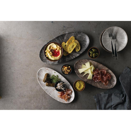 Churchill Studio Prints Stone Chefs Plates Quartz Black 347 x 173mm (Pack of 6) - FC141 Plates Churchill