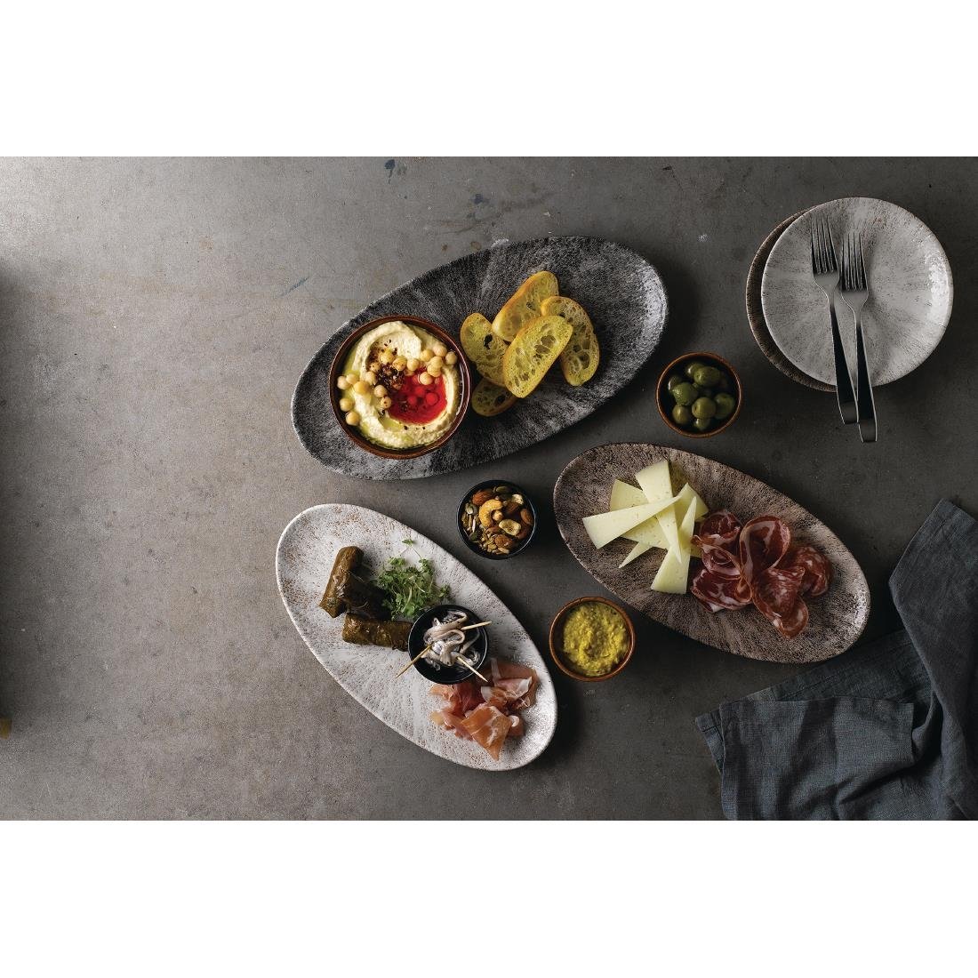 Churchill Studio Prints Stone Chefs Plates Agate Grey 347 x 173mm (Pack of 6) - FC143 Plates Churchill